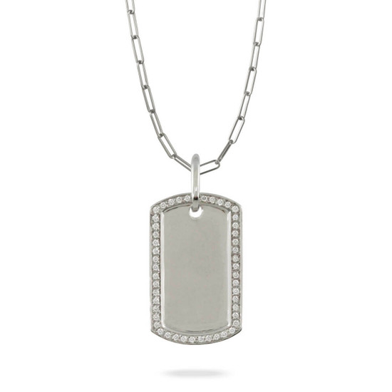 Doves by Doron Paloma Diamond Dog Tag White Gold Pendant Doves by Doron Paloma Diamond Dog Tag White Gold Pendant
