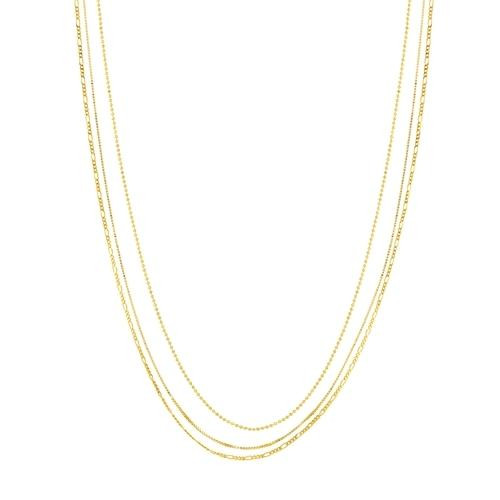 Midas Mixed Link Triple Strand Yellow Gold Necklace
