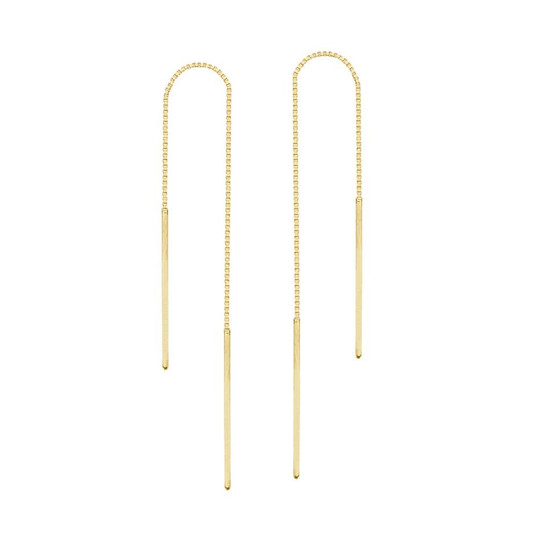 Midas Thin Bar Box Chain Yellow Gold Threader Earrings
