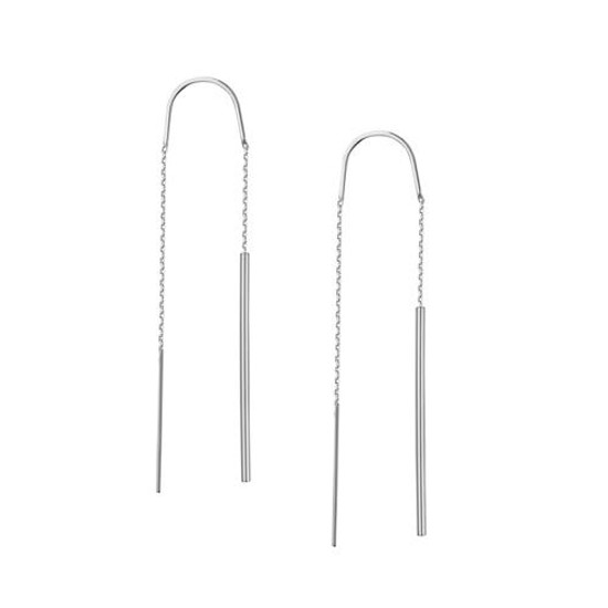 Midas Stick Box Chain White Gold Threader Earrings Midas Stick Box Chain White Gold Threader Earrings