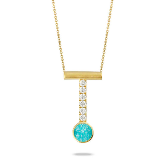 Doves by Doron Paloma White Amazonite and Diamond Yellow Gold Drop Necklace Doves by Doron Paloma White Amazonite and Diamond Yellow Gold Drop Necklace