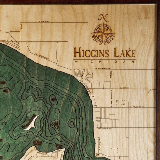 Higgins Lake Nautical Wood Maps 3D Wall Decor