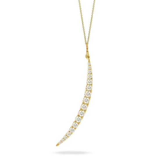 Doves by Doron Paloma Long Crescent Moon Diamond Yellow Gold Pendant Doves by Doron Paloma Long Crescent Moon Diamond Yellow Gold Pendant