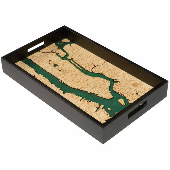 Nautical Wood Maps Manhattan Serving Tray