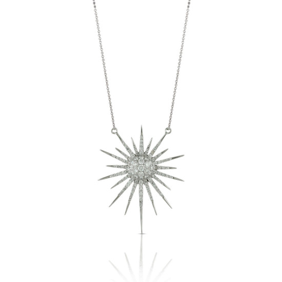 Doves by Doron Paloma Hanging Diamond Starburst White Gold Necklace