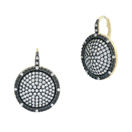 Freida Rothman Large Pave Times Square Leverback Earrings
