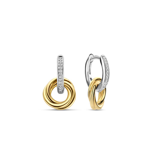 Ti Sento Milano Twisted Hanging Circle Gold & Sterling Silver Milano Dangle Earrings