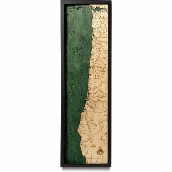 Nautical Wood Maps Oregon Coast - Dark Frame Nautical Wood Maps Oregon Coast - Dark Frame