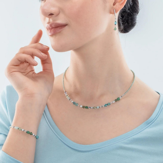 Princess Shape Mix Necklace - Mint Green + Pearl by Coeur de Lion