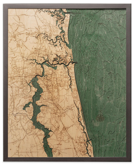 Nautical Wood Maps Jacksonville - Dark Frame Nautical Wood Maps Jacksonville - Dark Frame