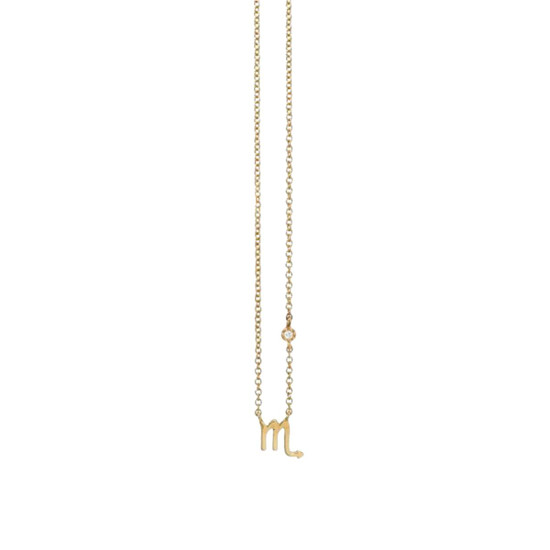 Liven Co Petite Scorpio Zodiac Necklace with Diamond in Yellow Gold  Liven Co Petite Scorpio Zodiac Necklace with Diamond in Yellow Gold