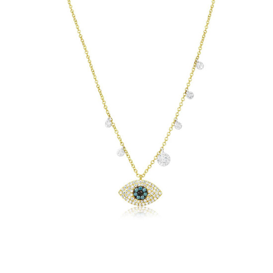Meira T Gold and Blue Diamond Evil Eye Necklace