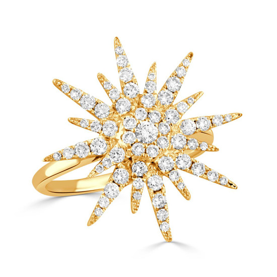 Doves by Doron Paloma Starburst Diamond Yellow Gold Ring Doves by Doron Paloma Starburst Diamond Yellow Gold Ring