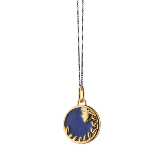 Monica Rich Kosann Mini Virgo Enamel Vermeil Charm with Sapphires Monica Rich Kosann Mini Virgo Enamel Vermeil Charm with Sapphires