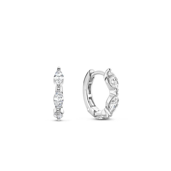 Ti Sento Milano 3 Pear Shaped Stones Mini Hoop Earrings