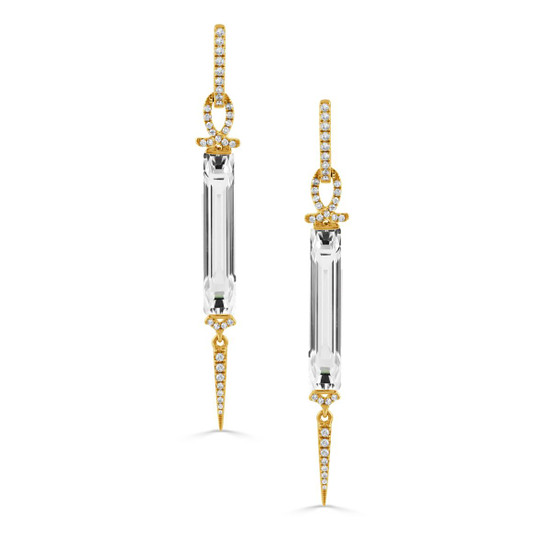 Doves by Doron Paloma Lucente 18K Yellow Gold Diamond Earrings with White Topaz Doves by Doron Paloma Lucente 18K Yellow Gold Diamond Earrings with White Topaz