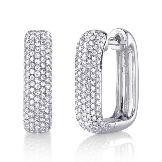 Shy Creation Diamond Pave Rectangle Hoop Earrings Shy Creation Diamond Pave Rectangle Hoop Earrings