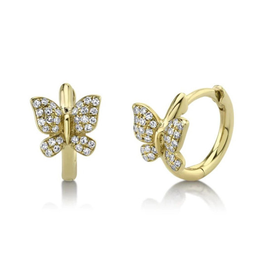 Shy Creation Diamond Butterfly Huggie Earrings
