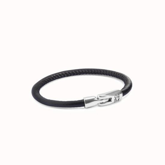 UNOde50 Ser Natural Black Leather Bracelet with Silver