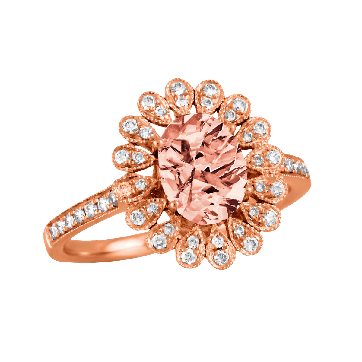 rose gold diamond ring morganite