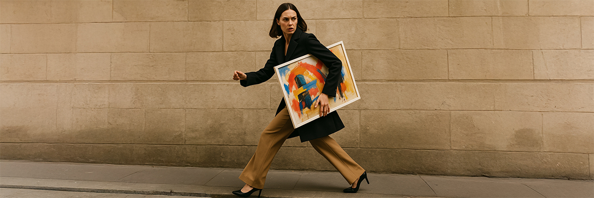 empty frame askew on wall