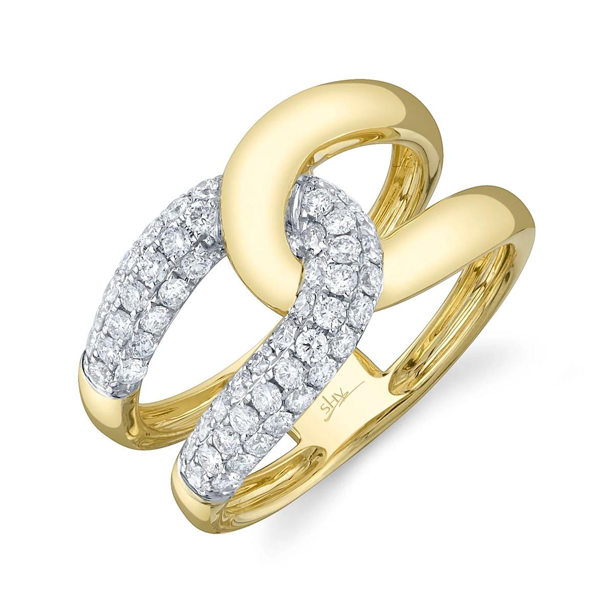 Loop Ring Gold Gold and Diamond Loop Ring by Shy Creation (SC55025746)