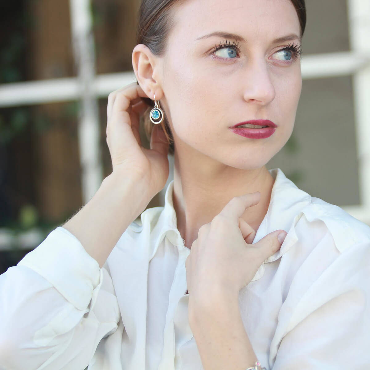 Patricia Locke Skeeball Earrings - Silver Aquamarine | Jewelry