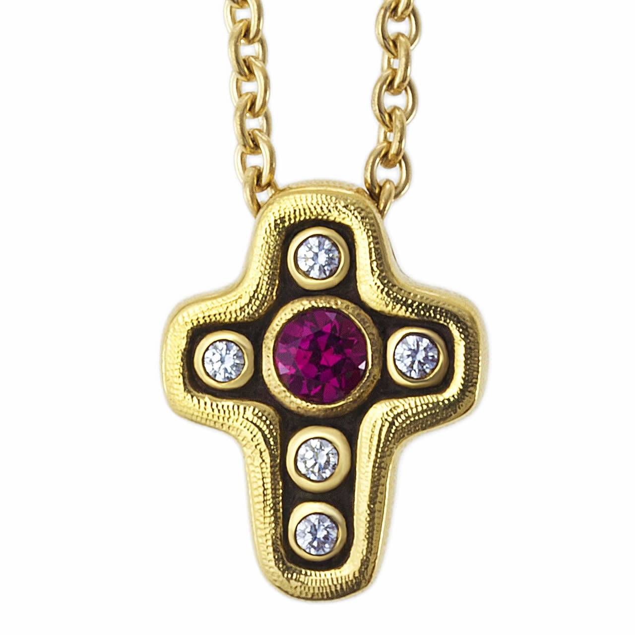 Alex Sepkus Cross Necklace - 18KT Gold, Ruby, Diamonds