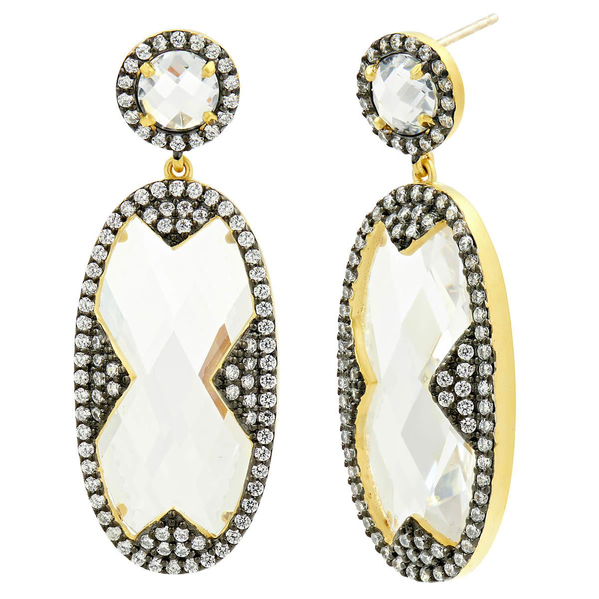 Freida Rothman Pave X Halo Large CZ Drop Earrings