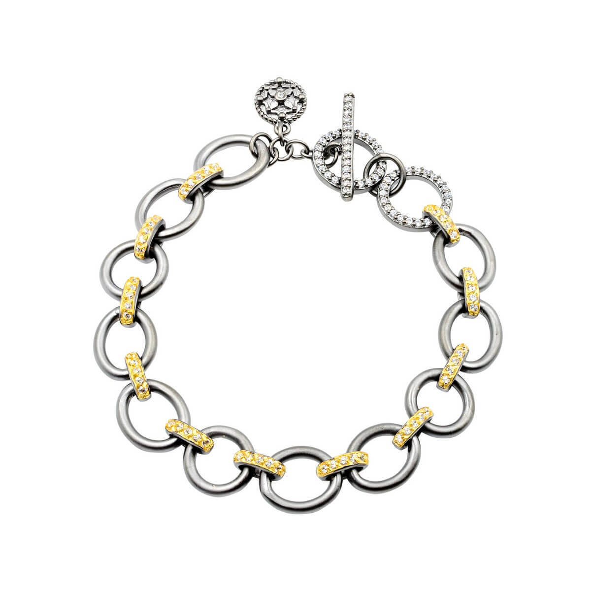 アメリカ■ゴーハム■STERLING925製サラダフォーク■Rondoパターン■ Freida Rothman | Heavy Link Bracelet | Rhodium + Gold