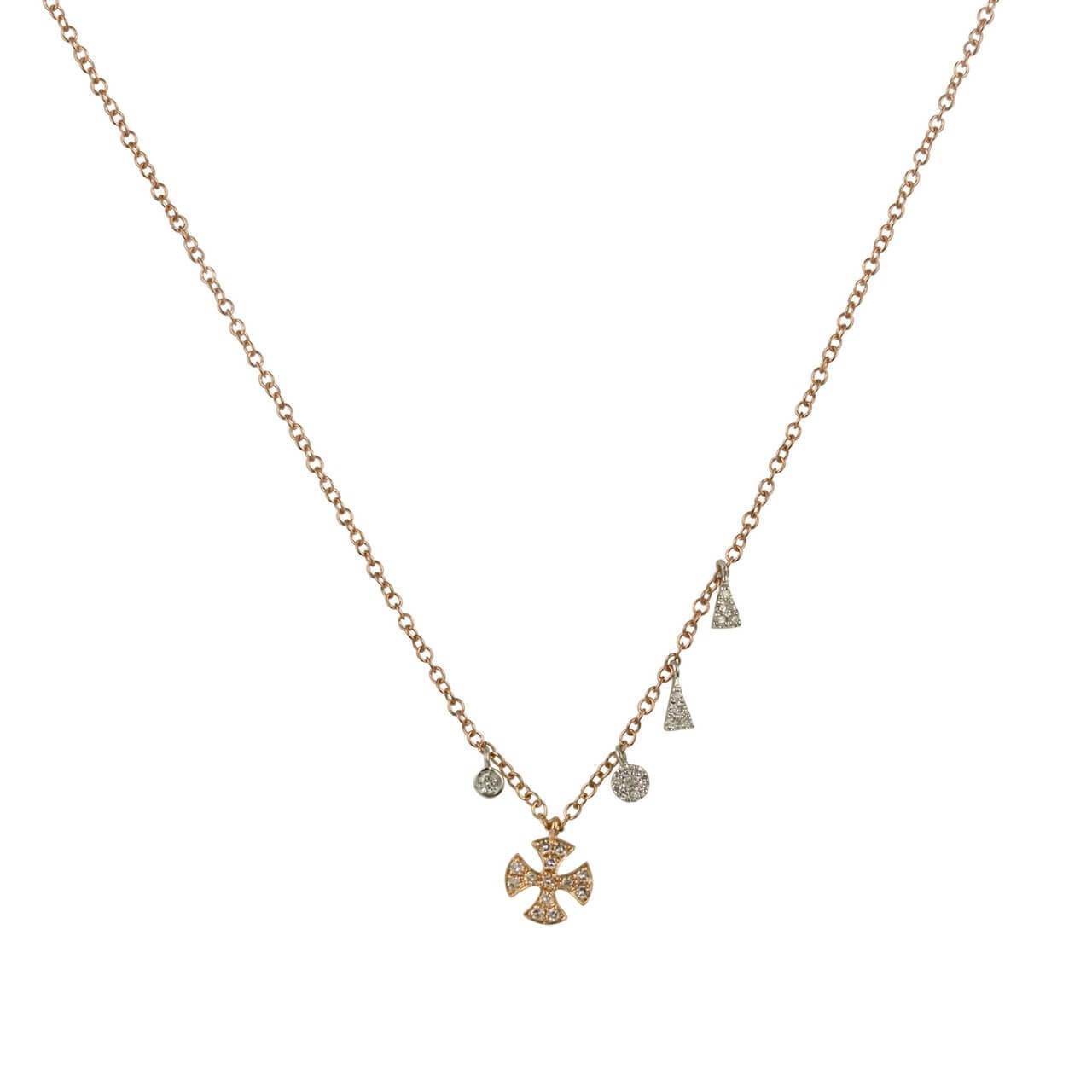 Maltese Cross Charm Rose Gold Necklace 