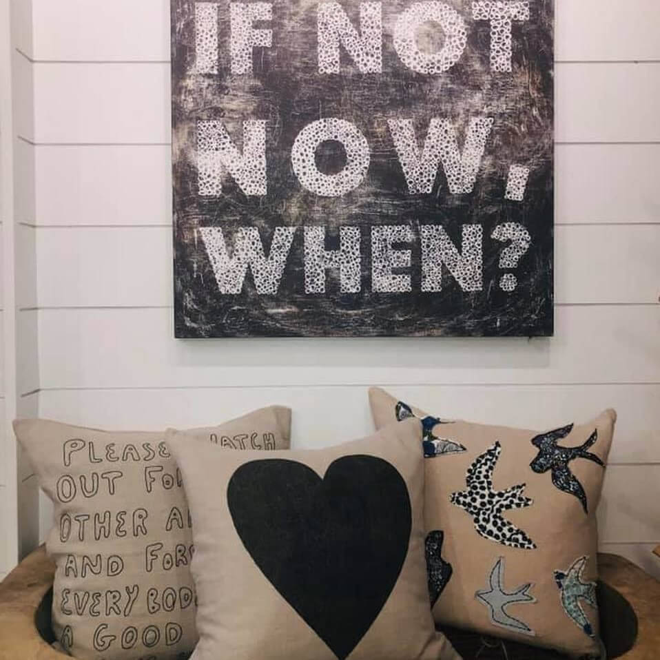 Black Heart Linen Pillow by Sugarboo Giving Tree Gallery