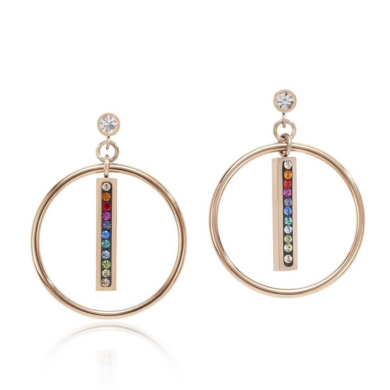 Coeur De Lion Rainbow Ring Strip Earrings Rose Gold Giving Tree Gallery Coeur de lion mini square geo cube jewellery in vibrant rainbow colours. giving tree gallery