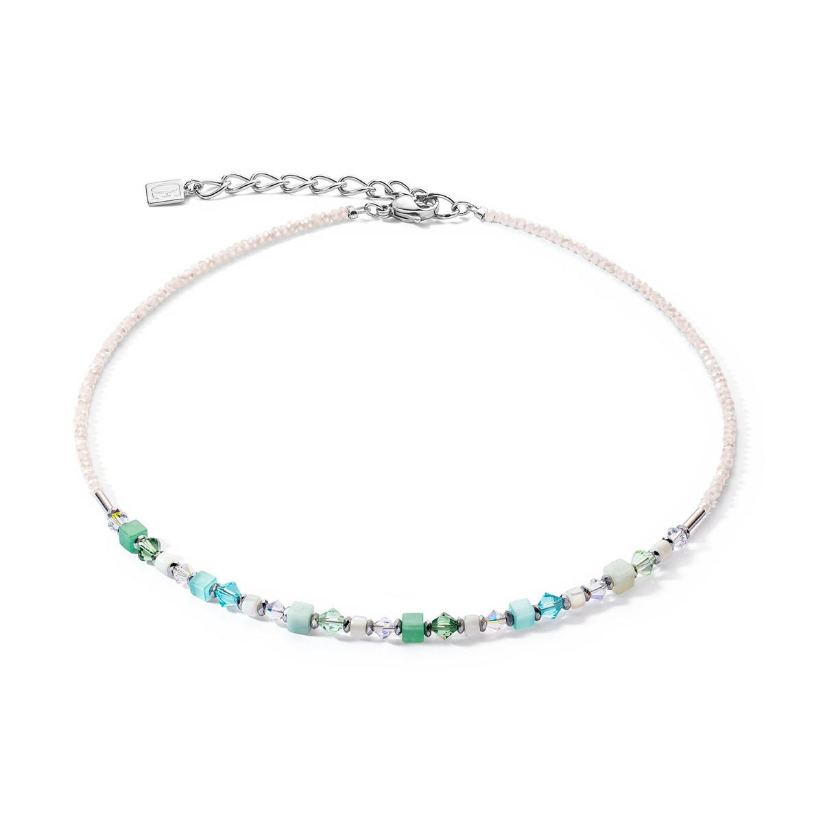 Princess Shape Mix Necklace - Mint Green + Pearl by Coeur de Lion