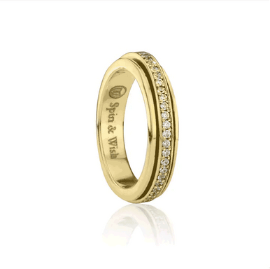 Lunar Meditation Spinner Ring - Solid Yellow Gold by