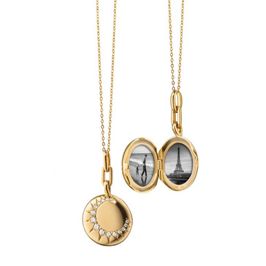 Sun Gold Locket Necklace with Diamonds Monica Rich Kosann