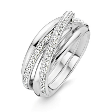 Criss Cross Pave Milano Sterling Silver Ring - The Giving Tree Gallery