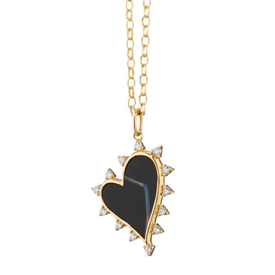 ★人氣★LOVE ME MONSTER★New Classic Heart Necklace Black Agate Heart Necklace with Diamonds by Monica Rich