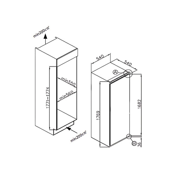 De Santii DSTLF177 177cm Integrated Larder Fridge