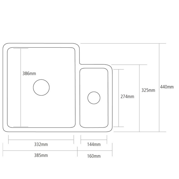 Caple ETT150U Ettra 1.5 Bowl Undermount Ceramic Sink