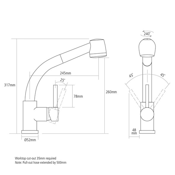 Caple FRE Freemont Single Lever Pull Out Spray Kitchen Tap