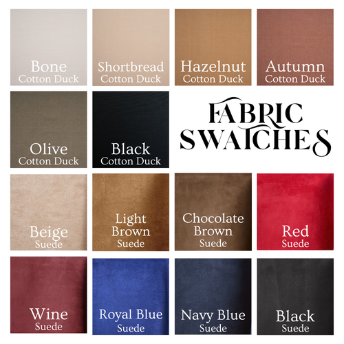 All Fabric Swatch Options for Custom Cotton Duck & Suede Piano Bench Cushions
