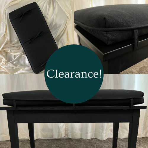 Clearance 15-1/2" x 32" x 2-1/2" Black Cotton Duck Piano Bench Cushion