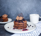 Chocolate & blueberry pancakes