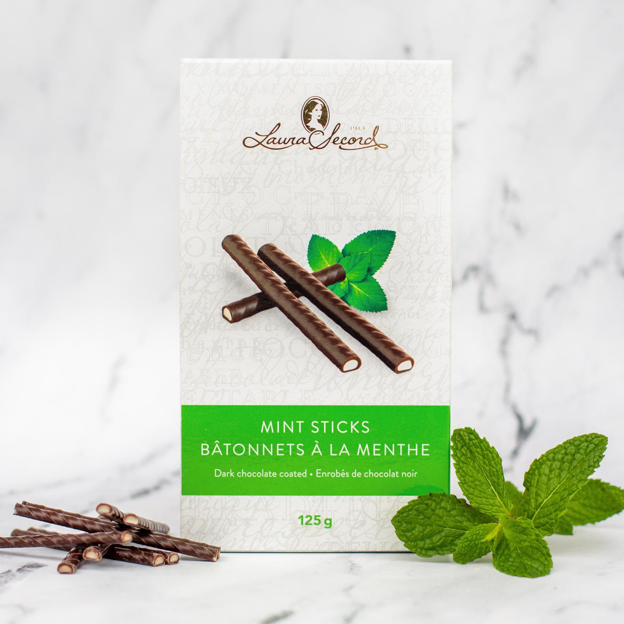 Dark Chocolate Coated Mint Sticks 125 g [86916]