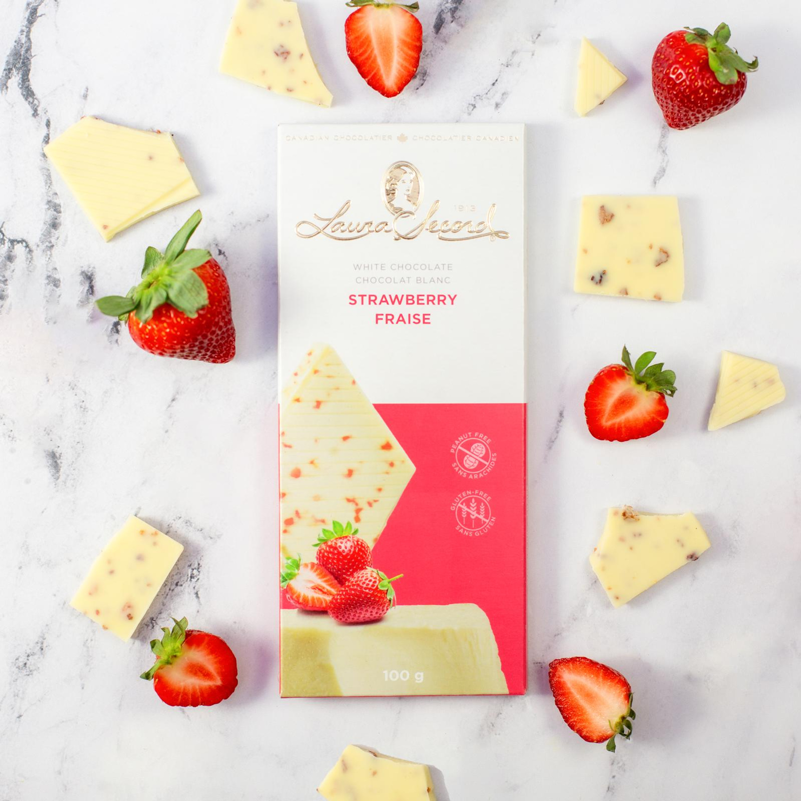 White Chocolate & Strawberry Bar 100 g [87043]