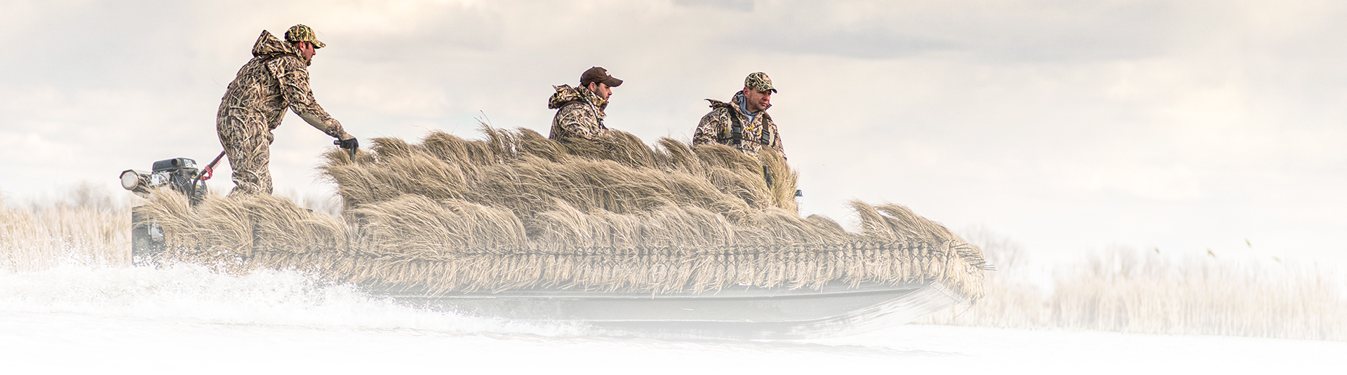 Waterfowl hunters in boat