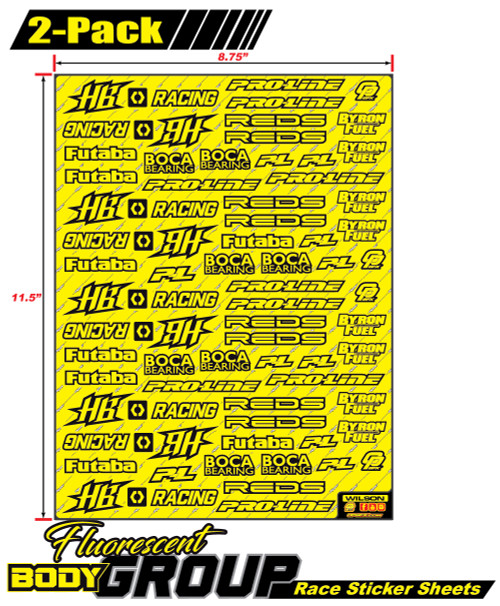 Race Sticker Sheets  Body Group - FLO - 2 Pack