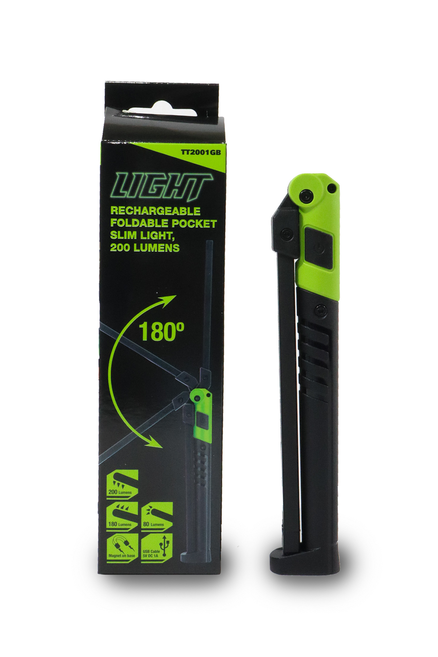 ToolTruck Rechargeable Foldable Pocket Slim Light Green Black