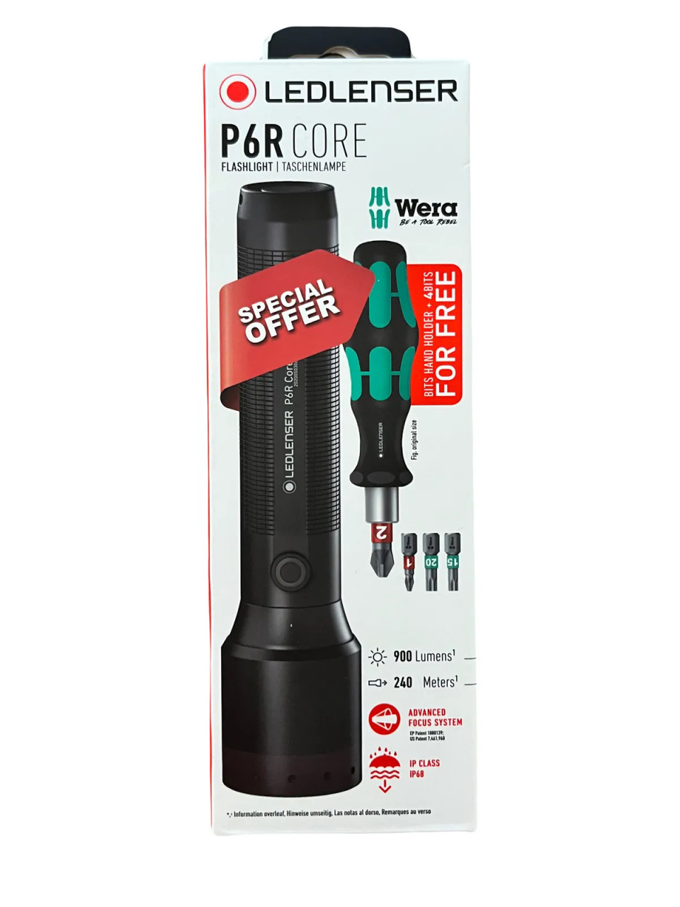 Led Lenser P6R Core + WERA Premium Bit-Holding Screwdriver - Tool